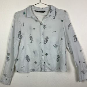 Zara mermaid print button down size medium
